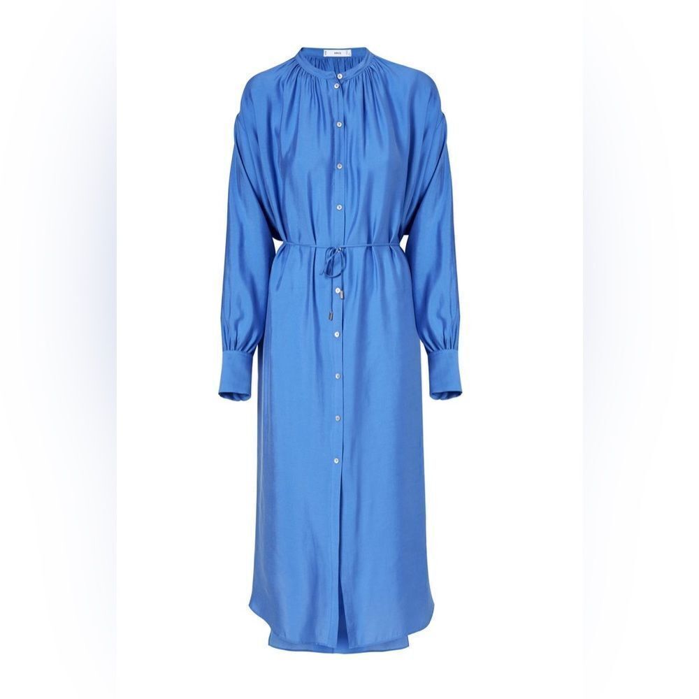 Mango Modal Oversized Dress Belted Blue - Picture 7 of 9